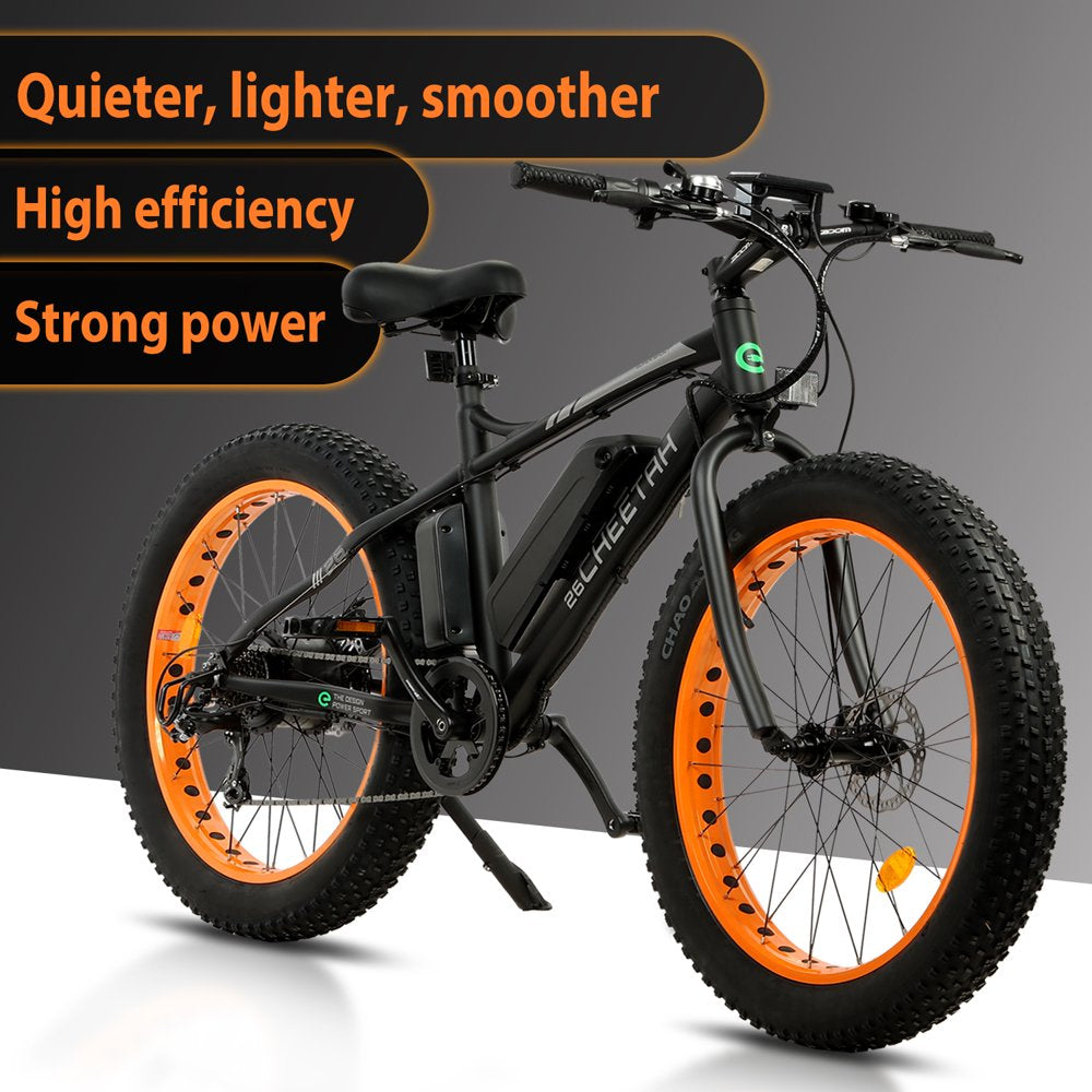 26 In. 36V 500W Fat Tire Electric Bicycle 26 X 4 In. Removable Battery 7-Speed