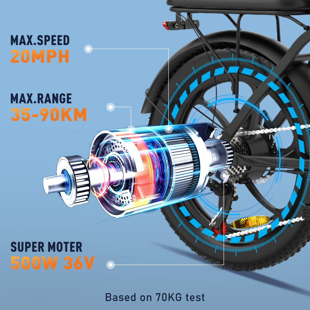 20X3.0 Fat Tire Electric Bike, 11.2Ah/36V/500W E-Bike, 7-SHIMANO 19.9MPH Bicycle for Teenager and Adults-Bk6M