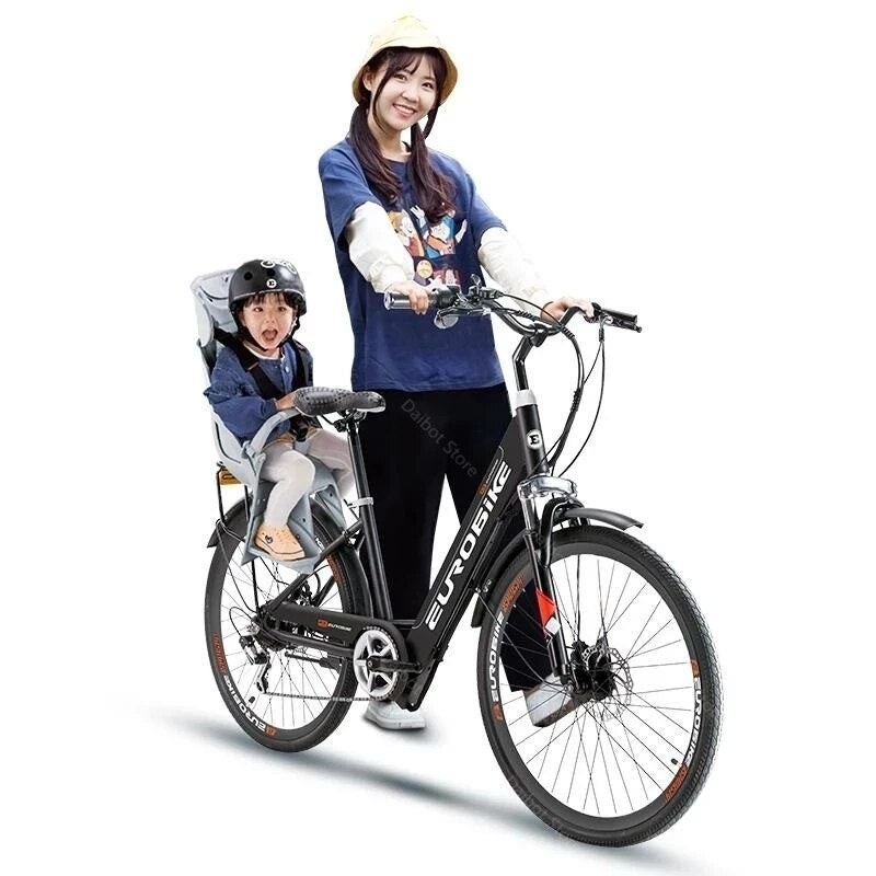 26'' Electric City Bike with Seat/Basket 2 Wheels Electric Bicycles Spoke Wheels 36V 350W Electric Bicycles Hidden Battery