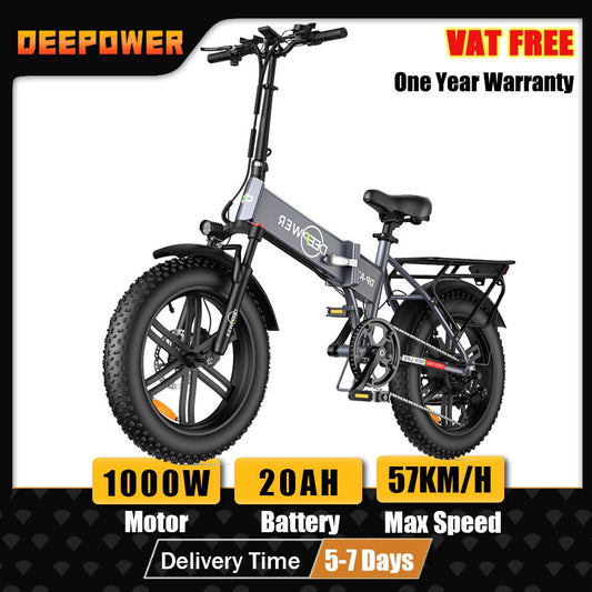 DEEPOWER 20 Inch Adults Electric Bike Bicycle 48V 20AH 20 Inch Fat Tire Electric E Bikes Free Shipping Mountain Ebikes 1000W