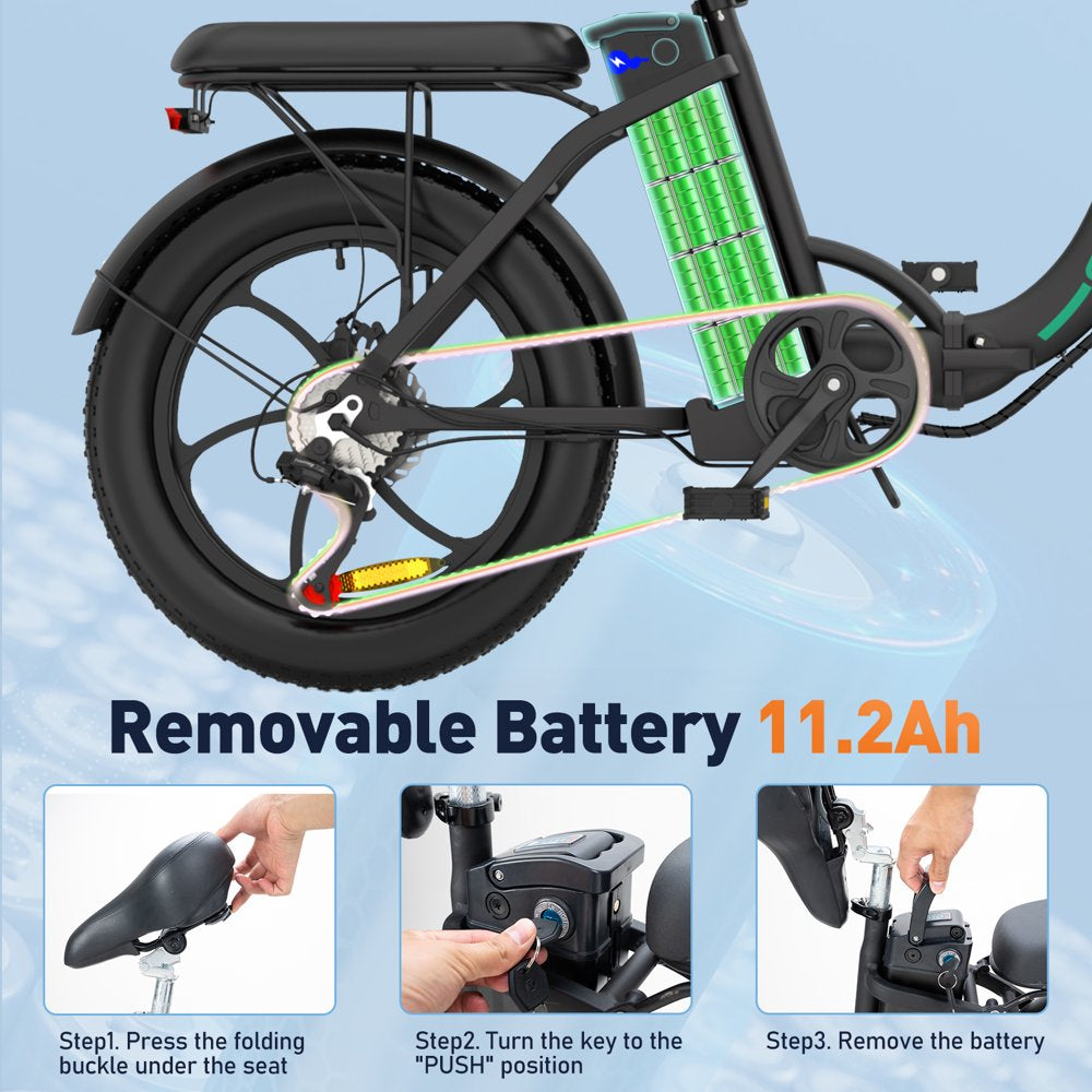 20X3.0 Fat Tire Electric Bike, 11.2Ah/36V/500W E-Bike, 7-SHIMANO 19.9MPH Bicycle for Teenager and Adults-Bk6M