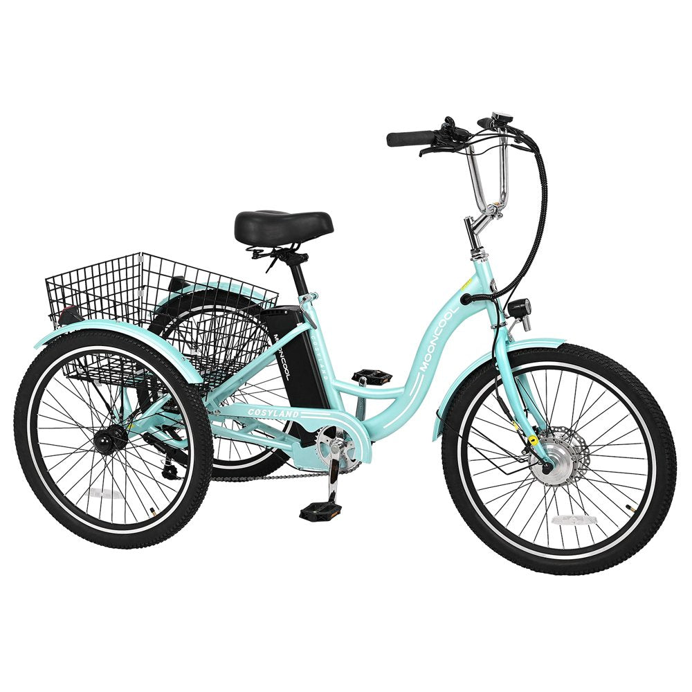 Electric Tricycle ,3 Wheel Motorized Bicycle,With 350W Motor 36V 10.4AH Lithium Battery UL Certified,24" Adults Electric Trike, Three Wheel Ebike E Bicycle with Basket